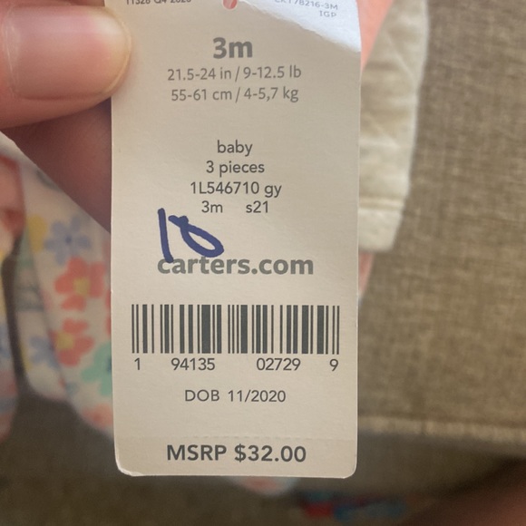 Carters 3 piece onesie, pants and vest set 3 months - Picture 4 of 4